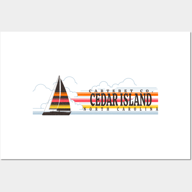 Cedar Island, NC Summertime Vacationing Sailboat Wall Art by Contentarama